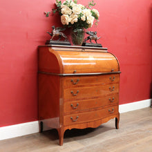 Load image into Gallery viewer, Vintage Cylinder Top Ladies Desk Kingwood Satinwood Inlay c1940. B12782
