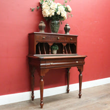 Load image into Gallery viewer, Antique Mid-Century Mahogany Writing Desk – Gilt Leather, File Drawer, Pull-Out Surface. B12572
