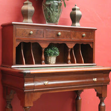 Load image into Gallery viewer, Antique Mid-Century Mahogany Writing Desk – Gilt Leather, File Drawer, Pull-Out Surface. B12572

