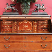 Load image into Gallery viewer, Vintage Cylinder Top Ladies Desk Kingwood Satinwood Inlay c1940. B12782
