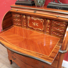 Load image into Gallery viewer, Vintage Cylinder Top Ladies Desk Kingwood Satinwood Inlay c1940. B12782
