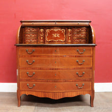 Load image into Gallery viewer, Vintage Cylinder Top Ladies Desk Kingwood Satinwood Inlay c1940. B12782
