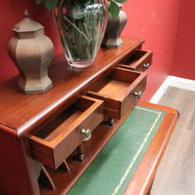 Load image into Gallery viewer, Antique Mid-Century Mahogany Writing Desk – Gilt Leather, File Drawer, Pull-Out Surface. B12572
