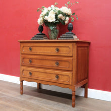 Load image into Gallery viewer, Vintage French Oak 3 Drawer Chest of Drawers with Brass Handles c1940 B12830
