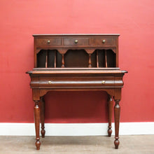 Load image into Gallery viewer, Antique Mid-Century Mahogany Writing Desk – Gilt Leather, File Drawer, Pull-Out Surface. B12572
