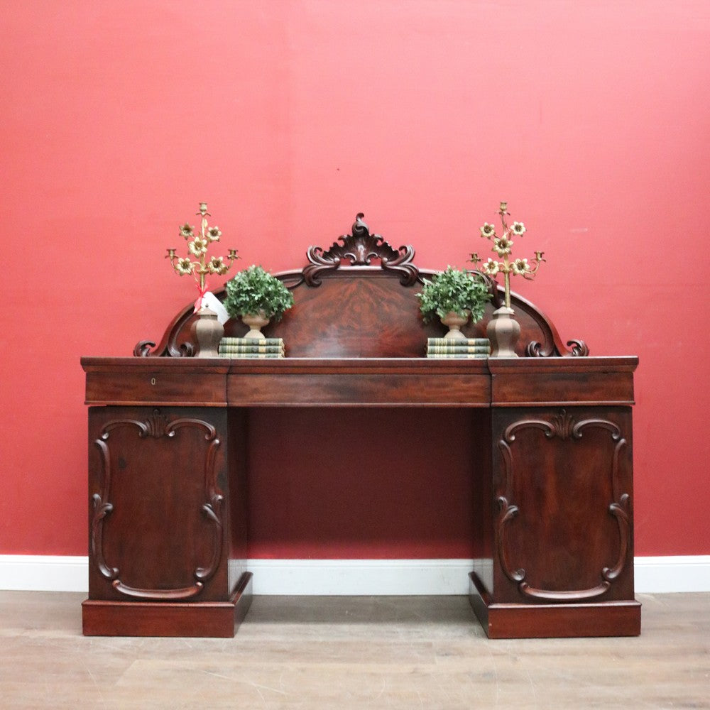 Antique Australian Twin Pedestal Sideboard – Cedar & Mahogany with Cellarette Drawer. B12578