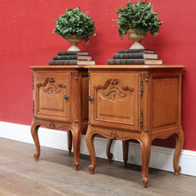 Load image into Gallery viewer, A Pair of Vintage French Oak Single Door Bedside Lamp Table Cabinets B12831
