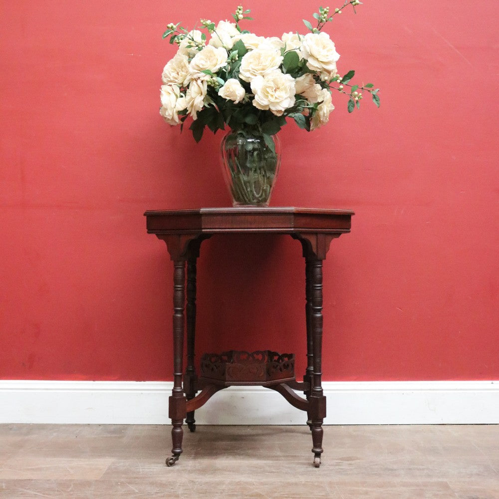 x SOLD Antique English Walnut Octagonal-shaped Lamp Side or centre Table. B12588