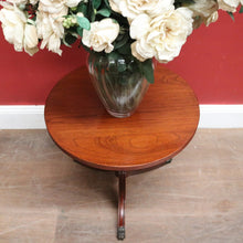 Load image into Gallery viewer, Vintage Australian Cedar Wine Table Tri-Leg Base Brass Claw Feet. B12584
