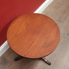 Load image into Gallery viewer, Vintage Australian Cedar Wine Table Tri-Leg Base Brass Claw Feet. B12584
