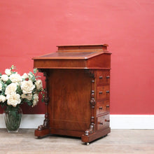 Load image into Gallery viewer, Antique English Walnut Davenport Desk with Gilt Tooled Leather Top. B12585
