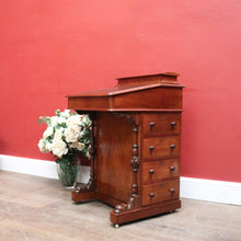 Load image into Gallery viewer, Antique English Walnut Davenport Desk with Gilt Tooled Leather Top. B12585
