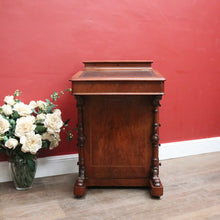 Load image into Gallery viewer, Antique English Walnut Davenport Desk with Gilt Tooled Leather Top. B12585
