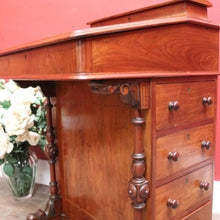 Load image into Gallery viewer, Antique English Walnut Davenport Desk with Gilt Tooled Leather Top. B12585
