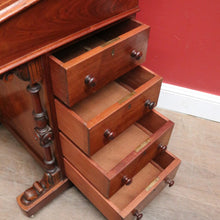Load image into Gallery viewer, Antique English Walnut Davenport Desk with Gilt Tooled Leather Top. B12585
