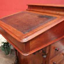 Load image into Gallery viewer, Antique English Walnut Davenport Desk with Gilt Tooled Leather Top. B12585
