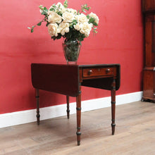 Load image into Gallery viewer, Antique English Mahogany Drop side Single Drawer Pembroke Hall Table B13002
