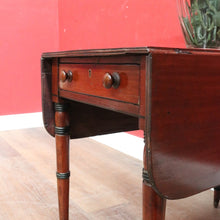 Load image into Gallery viewer, Antique English Mahogany Drop side Single Drawer Pembroke Hall Table B13002
