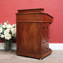 Load image into Gallery viewer, Antique English Walnut Davenport Desk with Gilt Tooled Leather Top. B12585
