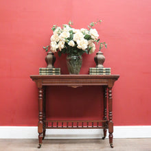 Load image into Gallery viewer, Antique English Walnut Hall Table or Card Table with Gilt Tooled Games Surface. B12586
