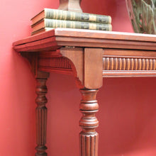 Load image into Gallery viewer, Antique English Walnut Hall Table or Card Table with Gilt Tooled Games Surface. B12586
