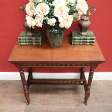 Load image into Gallery viewer, Antique English Walnut Hall Table or Card Table with Gilt Tooled Games Surface. B12586
