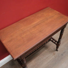Load image into Gallery viewer, Antique English Walnut Hall Table or Card Table with Gilt Tooled Games Surface. B12586
