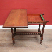 Load image into Gallery viewer, Antique English Walnut Hall Table or Card Table with Gilt Tooled Games Surface. B12586

