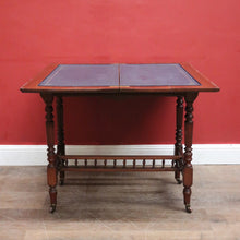 Load image into Gallery viewer, Antique English Walnut Hall Table or Card Table with Gilt Tooled Games Surface. B12586
