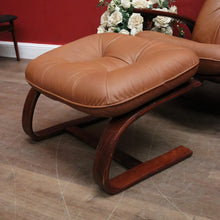 Load image into Gallery viewer, Westnofa Mid-Century Tan Leather Recliner with Footstool Norway. B12587
