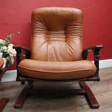 Load image into Gallery viewer, Westnofa Mid-Century Tan Leather Recliner with Footstool Norway. B12587
