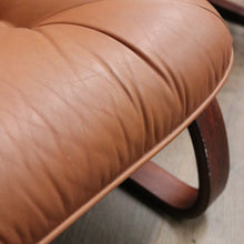 Load image into Gallery viewer, Westnofa Mid-Century Tan Leather Recliner with Footstool Norway. B12587
