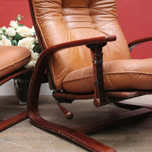 Load image into Gallery viewer, Westnofa Mid-Century Tan Leather Recliner with Footstool Norway. B12587
