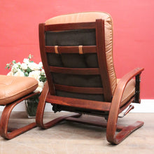 Load image into Gallery viewer, Westnofa Mid-Century Tan Leather Recliner with Footstool Norway. B12587
