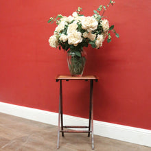 Load image into Gallery viewer, Antique English Cherrywood Folding Side Table – Painted Floral Border &amp; Centre. B12606
