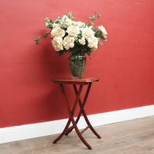 Load image into Gallery viewer, Antique English Cherrywood Folding Side Table – Painted Floral Border &amp; Centre. B12606
