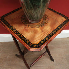 Load image into Gallery viewer, Antique English Cherrywood Folding Side Table – Painted Floral Border &amp; Centre. B12606
