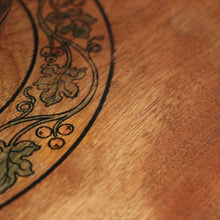 Load image into Gallery viewer, Antique English Cherrywood Folding Side Table – Painted Floral Border &amp; Centre. B12606
