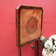 Load image into Gallery viewer, Antique English Cherrywood Folding Side Table – Painted Floral Border &amp; Centre. B12606
