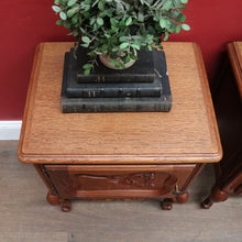 Load image into Gallery viewer, Pair of Vintage French Oak Single Door Bedside or Side Lamp Table B13014
