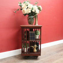 Load image into Gallery viewer, Antique English Mahogany Revolving Bookcase – 2 Tier, Inlaid Top, on Casters. B12592
