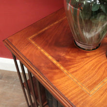 Load image into Gallery viewer, Antique English Mahogany Revolving Bookcase – 2 Tier, Inlaid Top, on Casters. B12592
