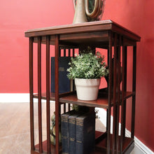Load image into Gallery viewer, Antique English Mahogany Revolving Bookcase – 2 Tier, Inlaid Top, on Casters. B12592

