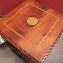 Load image into Gallery viewer, Antique English Mahogany Revolving Bookcase – 2 Tier, Inlaid Top, on Casters. B12592
