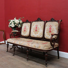 Load image into Gallery viewer, Antique French Oak 3 Seat Settee Chaise Upholstered Palour Lounge B13012
