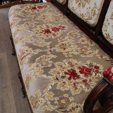 Load image into Gallery viewer, Antique French Oak 3 Seat Settee Chaise Upholstered Palour Lounge B13012
