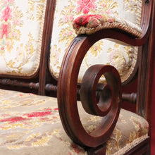 Load image into Gallery viewer, Antique French Oak 3 Seat Settee Chaise Upholstered Palour Lounge B13012

