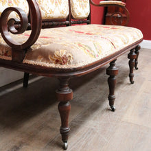 Load image into Gallery viewer, Antique French Oak 3 Seat Settee Chaise Upholstered Palour Lounge B13012
