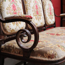 Load image into Gallery viewer, Antique French Oak 3 Seat Settee Chaise Upholstered Palour Lounge B13012

