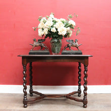 Load image into Gallery viewer, Antique English Mahogany Barley Twist Hall Console Table or Small Desk B13006
